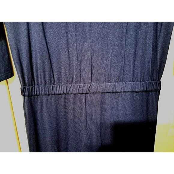 Soft Surroundings Sloane Petite XS Navy 3/4 Sleeve Open Back Long Dress Slits - Picture 4 of 7